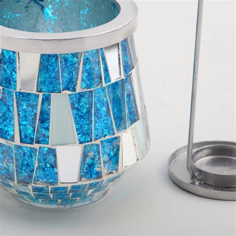 Buy Mabel Decor Glass Mosaic Patterned Tapered Lantern from Home Centre ...