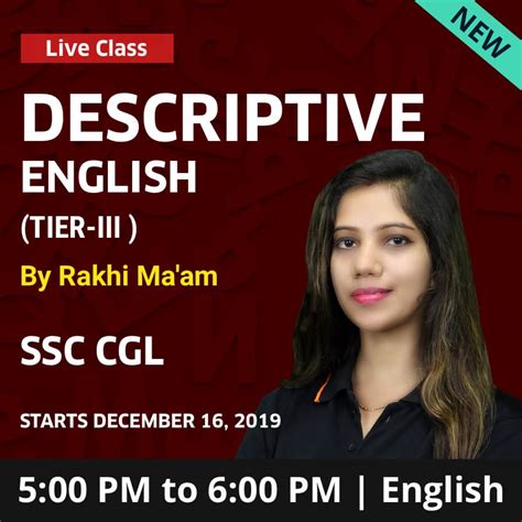 Descriptive English By Rakhi Ma'am For SSC CGL TIER- 3 | Get 50% Off ...