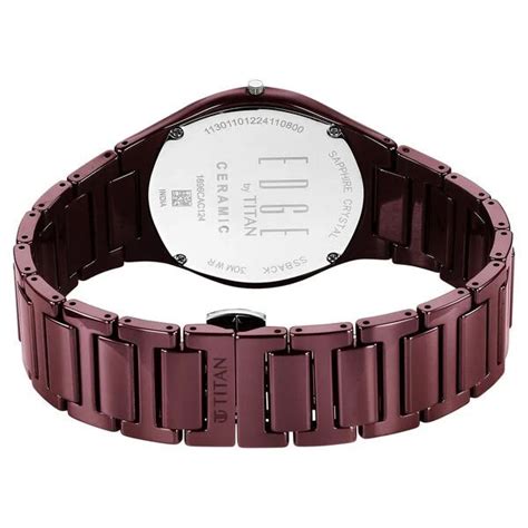 Titan Wine Ceramic Quartz Analog Maroon Dial Ceramic Strap Watch For M ...