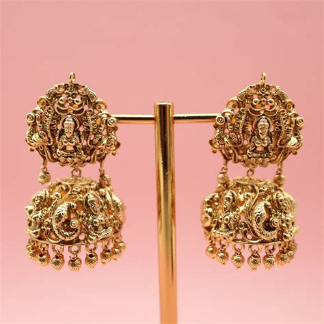 Antique Gold Nagas Lakshmi Bridal Big Jhumkas – Happy Pique