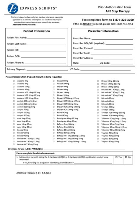 Express Scripts Prior Authorization Form - Arb Step Therapy printable ...