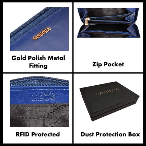 Sassora Genuine Leather Medium RFID Women Zip Around Wallet