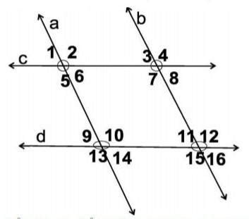 In the given figure a || b and c || d.(i) Name all the angles equal to ...