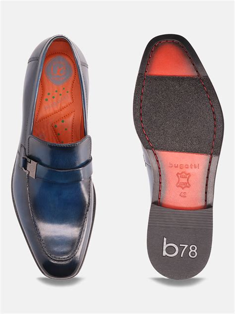 bugatti Blue Premium Leather Loafers – bugatti Shoes India