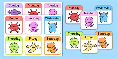 Monster Days of the Week Snap Game