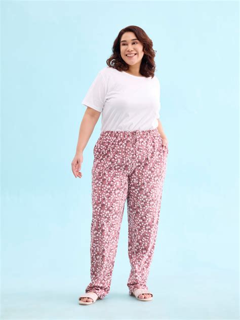 Medium Pink Cotton Knit Printed Lounge Pants – Go Colors India