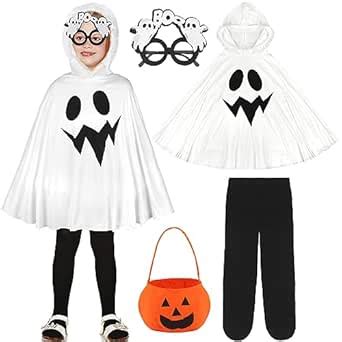 Buy Lewtemi 4 Pcs Halloween Costumes for Kids White Ghost Costumes Set ...