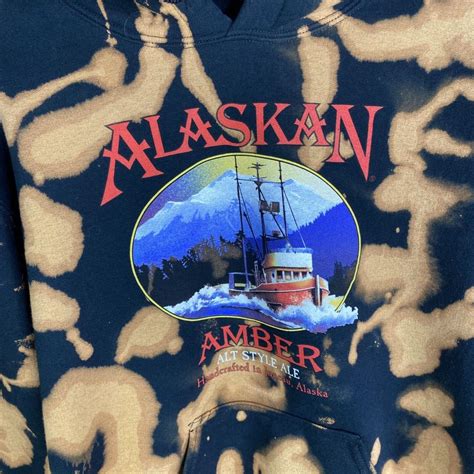alaska brewing company custom bleached hoodie Amber... - Depop