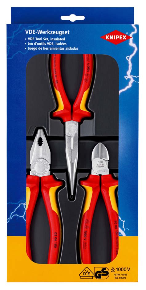 00 20 12 Knipex | Knipex 3-Piece Plier Set, VDE/1000V, 320 mm Overall ...