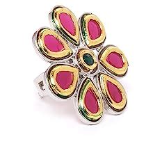 ZAVERI PEARLS Gold Tone Traditional Kundan Dual Adjustable Finger Rings ...
