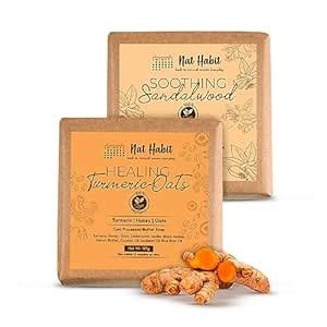 Buy Nat Habit Sandalwood De-Tan & Turmeric Oats Bath Soap Combo | Cold ...