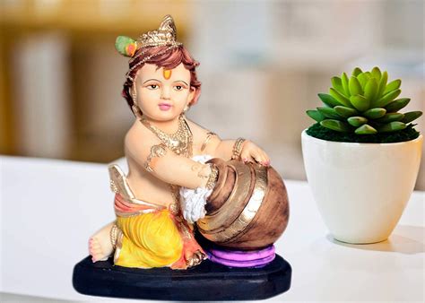 Buy Kalakaari Krishna Statue Hand Carved Baby Krishna Resin Idol ...