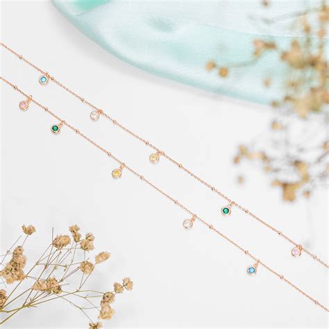 Rose Gold Plated 925 Sterling Silver Charm Anklet - Valentine's Gift ...