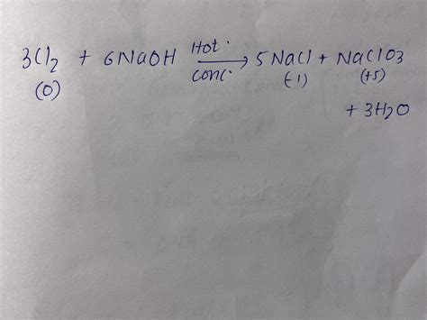 When Cl2 reacts with hot and cone. NaOH, the oxidation number of ...