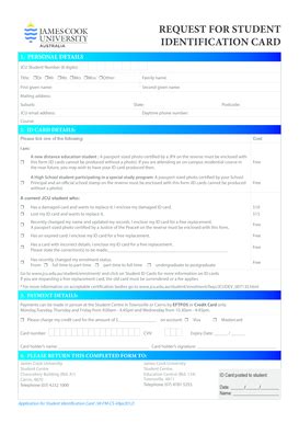 Fillable Online Request for student identification card - James Cook ...