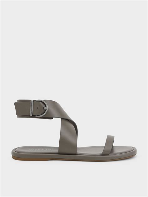 Silver Ankle Strap Flat Sandals | sealmech.com