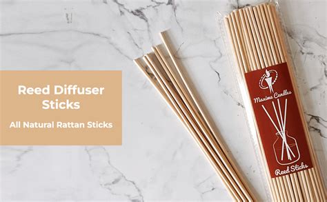 Maxime Candles Reed Diffuser Sticks, 8 Inch Natural Rattan Wood Sticks ...