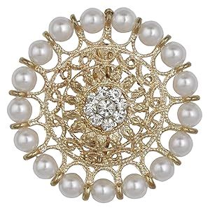 ACCESSHER Golden Rhinestone with Pearl Saree Pin for Women | Pearl ...