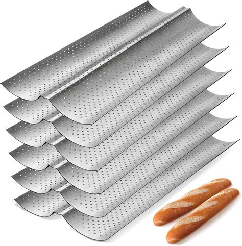 Amazon.com: Layhit 6 Pcs Nonstick Perforated Baguette Pan for Baking 15 ...