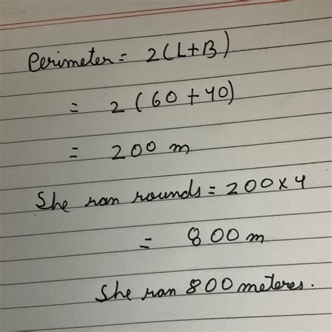 If Devanshi ran 5 rounds around the rectangular ground of length 60 m ...