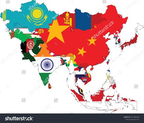 Flags Of Asia Map