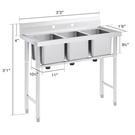 Wilprep Commercial 3 Compartment Sink for Sale (11x10") – Wilprep Kitchen