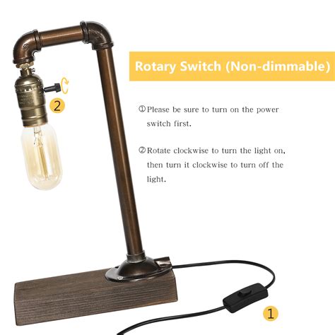 Buy Industrial Iron Pipe Table Lamp, Retro Bedroom Desk Lamp with ...