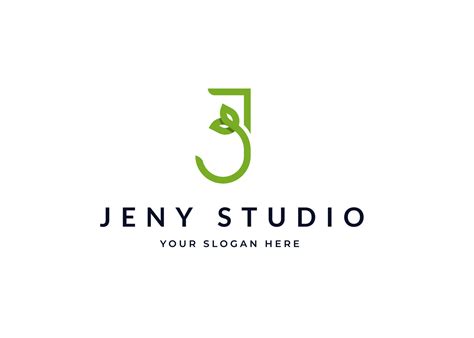 Letter J leaf minimalist logo with clean and elegant lines style design vector illustration ...