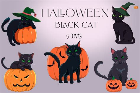 Halloween Black Cat Clip Art Graphic by tobesreew · Creative Fabrica