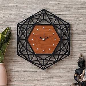 Buy eCraftIndia Black & Brown Hexagon Modern Wooden Wall Clock ...