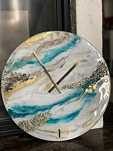 Buy Resin Wall Clock Marble Effect/Functional Resin Art Round Wall ...