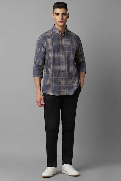 Buy Men Grey Slim Fit Check Full Sleeves Casual Shirt Online - 39647489 ...