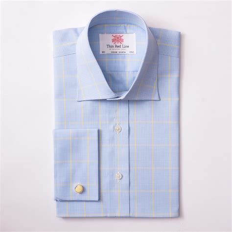Prince Of Wales Check Sky Yellow Regular Shirt – Thin Red Line India