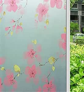 JAAMSO ROYALS Pink Flower Design Window Films for Glass Privacy Frosted ...