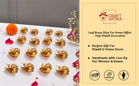 Buy Craftvatika Leaf Brass Diya Set of 2 for Home Office Puja Decor ...