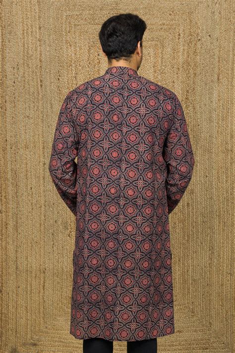 Ajrakh Hand Block Print Kurta for Men - Tilohri