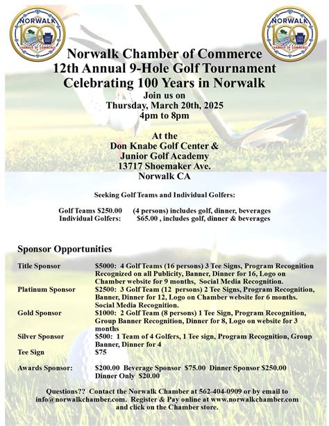 12TH ANNUAL 9-HOLE GOLF TOURNAMENT, 13717 Shoemaker Ave, Norwalk, CA ...
