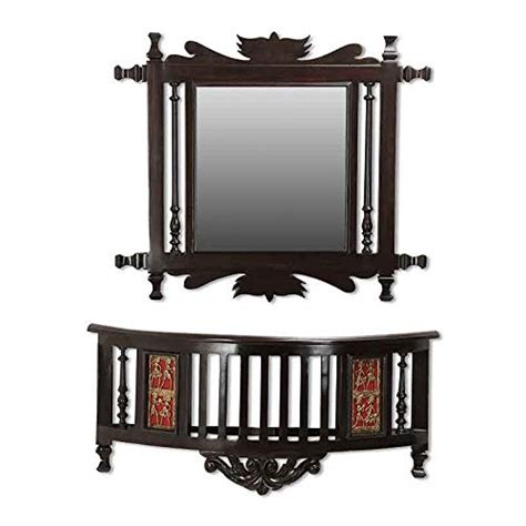 Buy AAKRITI ART CREATIONS Kiara-II Teakwood Wall Mirror with Matching ...