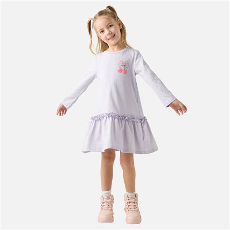 Buy Juniors Bow Print Drop Waist A-line Dress with Long Sleeves from ...