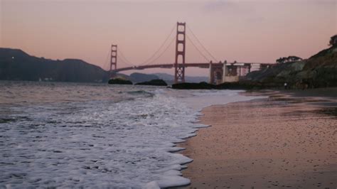 Wallpaper beach, waves, bridge, dusk hd, picture, image