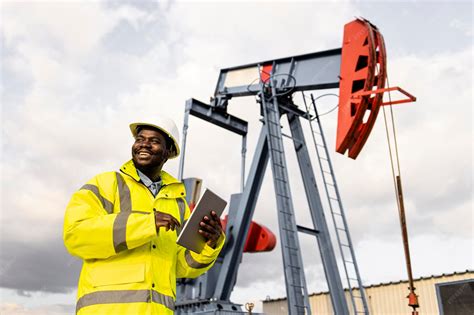 Premium Photo | Oil field worker in protective work wear and helmet ...