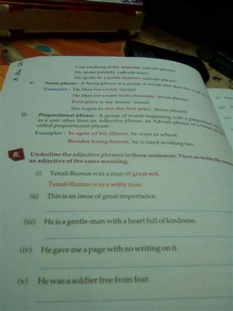 phrases and clauses underline the adjective phrase in these sentences ...