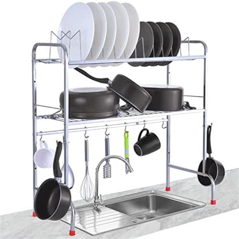 LiMETRO STEEL Over Sink Space Saving Dish Drainer Rack | Utensils Stand ...