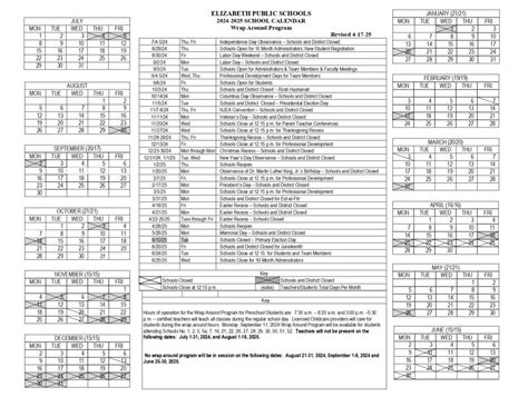 Elizabeth Public schools Calendar 25-26 Revised [PDF] - EduCounty