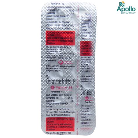 SIGCINAR 25MG TABLET Price, Uses, Side Effects, Composition - Apollo ...