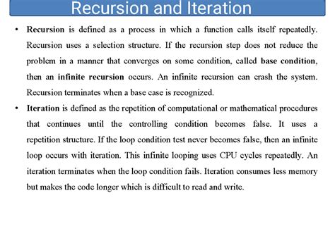 Unit-5 - Unit-5 - Recursion and Iteration • Recursion is defined as a ...