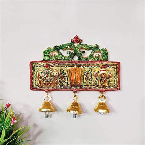 Buy Colourful Metal Tirupati Balaji Shankh Chakra Namah Door Hanging ...