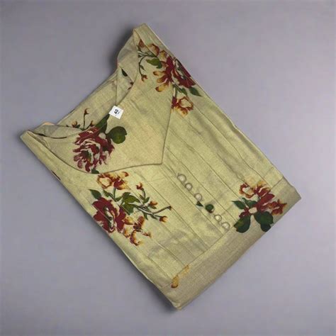 Kerala Kasavu Tissue Floral Print Kurti – RAE Trends