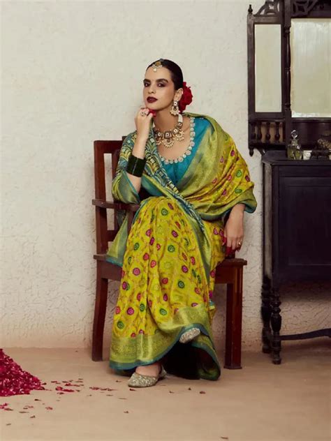 Mustard Silk Saree with Embossed Patterns For Ceremonial & Casual Wear ...