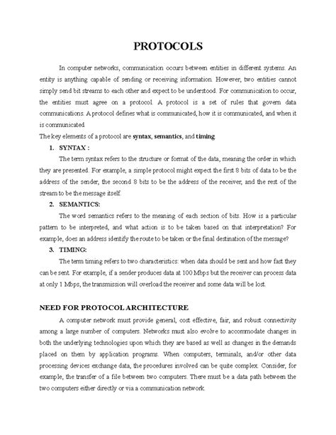 Protocols - Computer Network - PROTOCOLS In computer networks ...